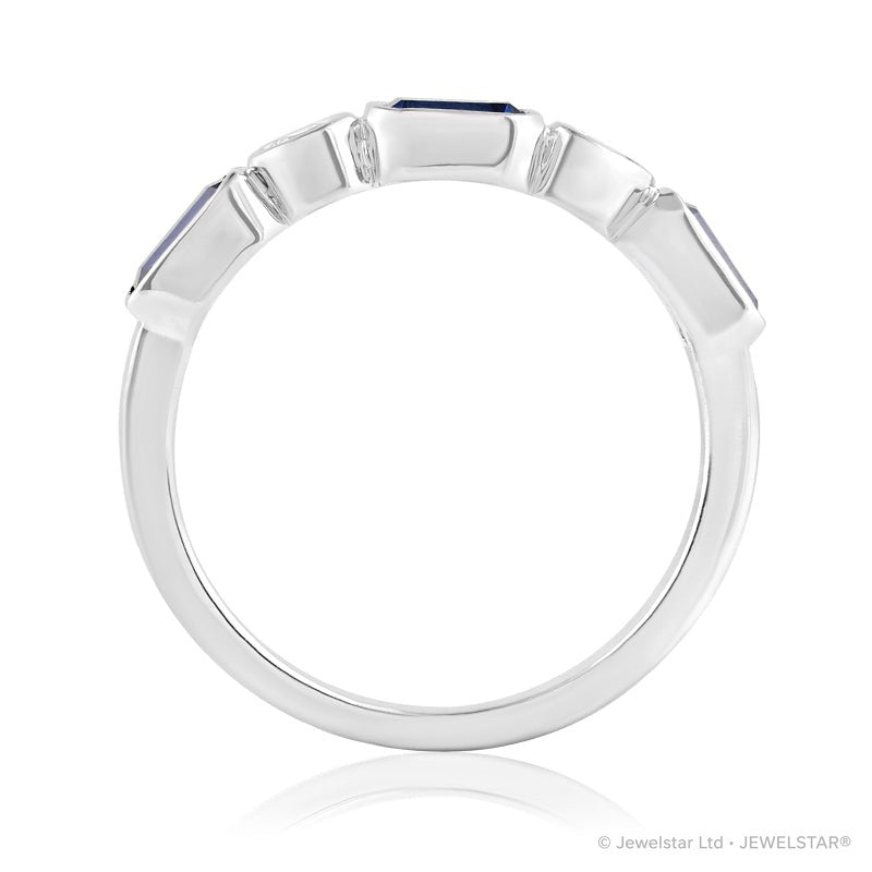 R-55185-SA-W    Diamond & Sapphire Five Stone Ring