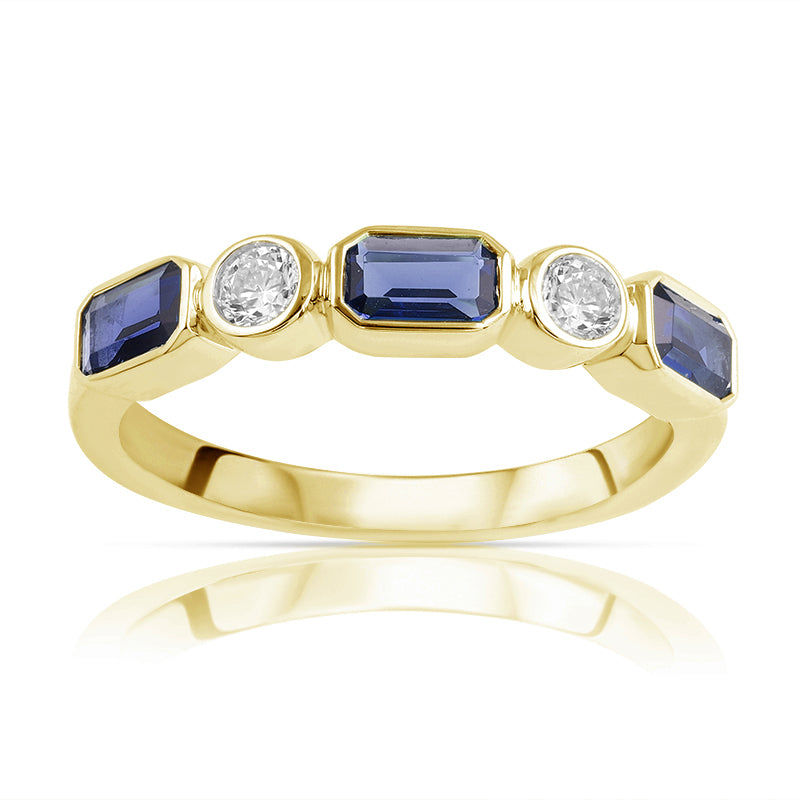 R-55185-SA-Y    Diamond & Sapphire Five Stone Ring