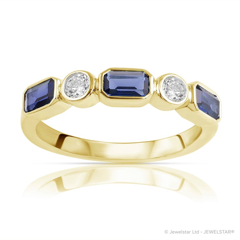R-55185-SA-Y    Diamond & Sapphire Five Stone Ring