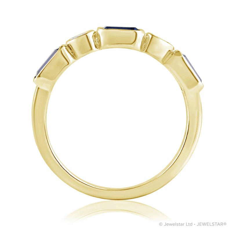 R-55185-SA-Y    Diamond & Sapphire Five Stone Ring