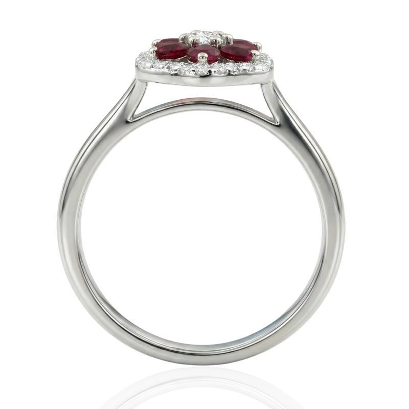 R-57179-RU-W    Diamond & Ruby Cluster Ring