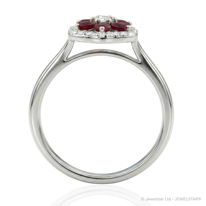 R-57179-RU-W    Diamond & Ruby Cluster Ring