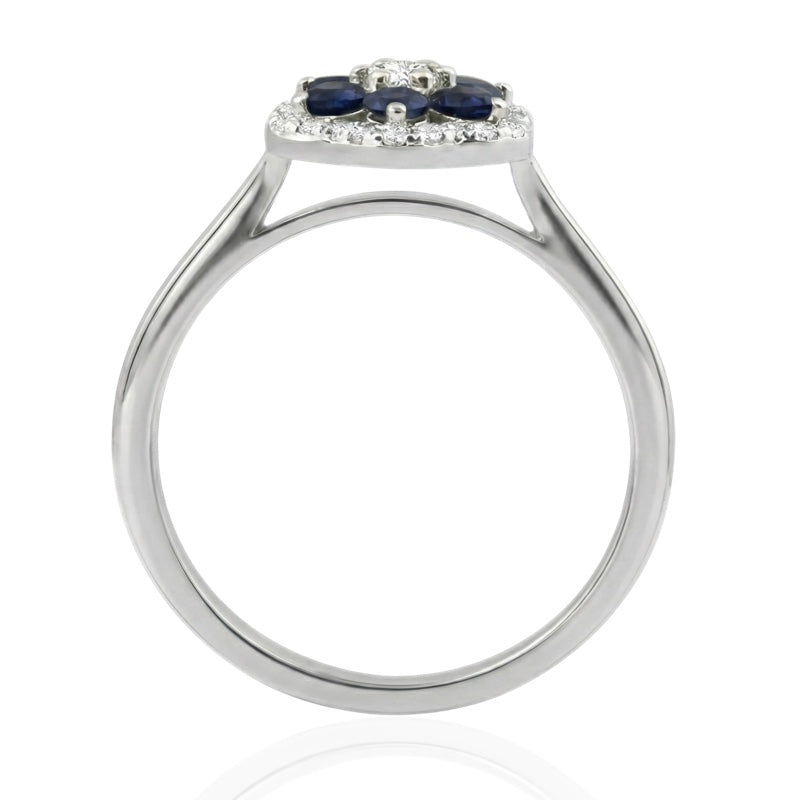 R-57179-SA-W    Diamond & Saapphire Cluster Ring
