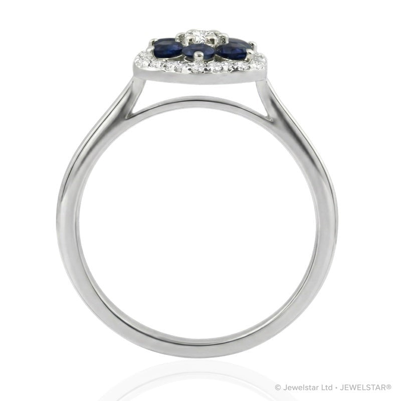 R-57179-SA-W    Diamond & Saapphire Cluster Ring
