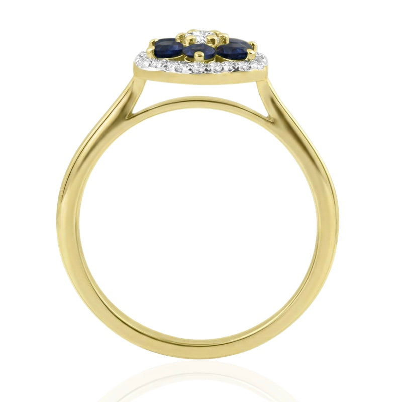 R-57179-SA-Y    Diamond & Sapphire Cluster Ring