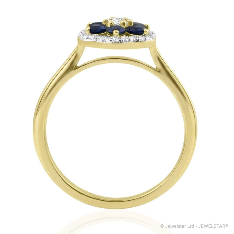 R-57179-SA-Y    Diamond & Sapphire Cluster Ring