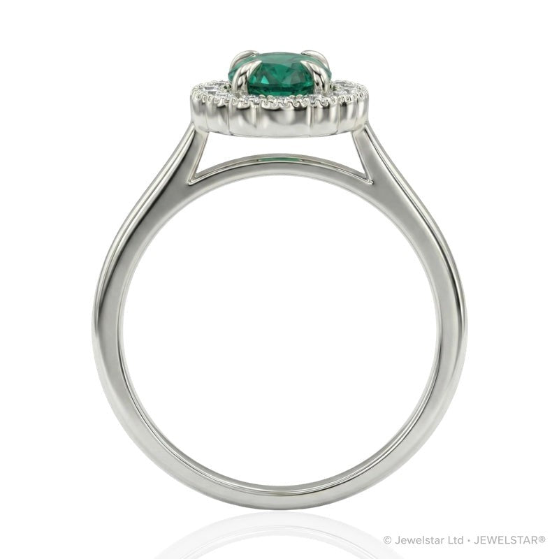 R-61928-EM-W    Diamond & Emerald Cluster Ring
