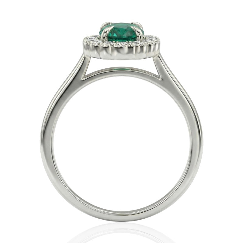 R-61928-EM-W    Diamond & Emerald Cluster Ring