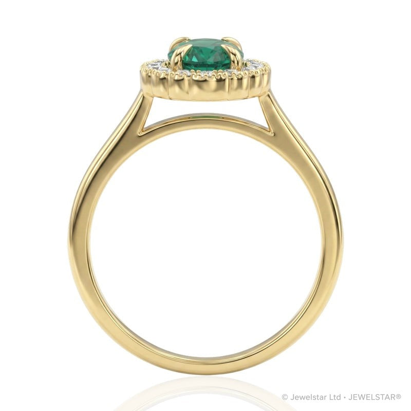 R-61928-EM-Y    Diamond & Emerald Cluster Ring