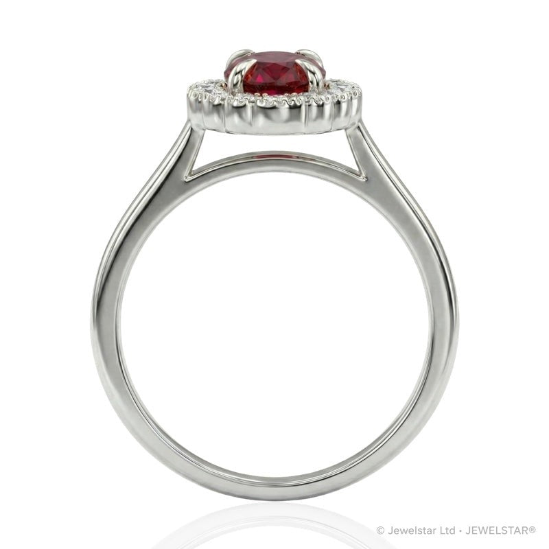 R-61928-RU-W    Diamond & Ruby Cluster Ring