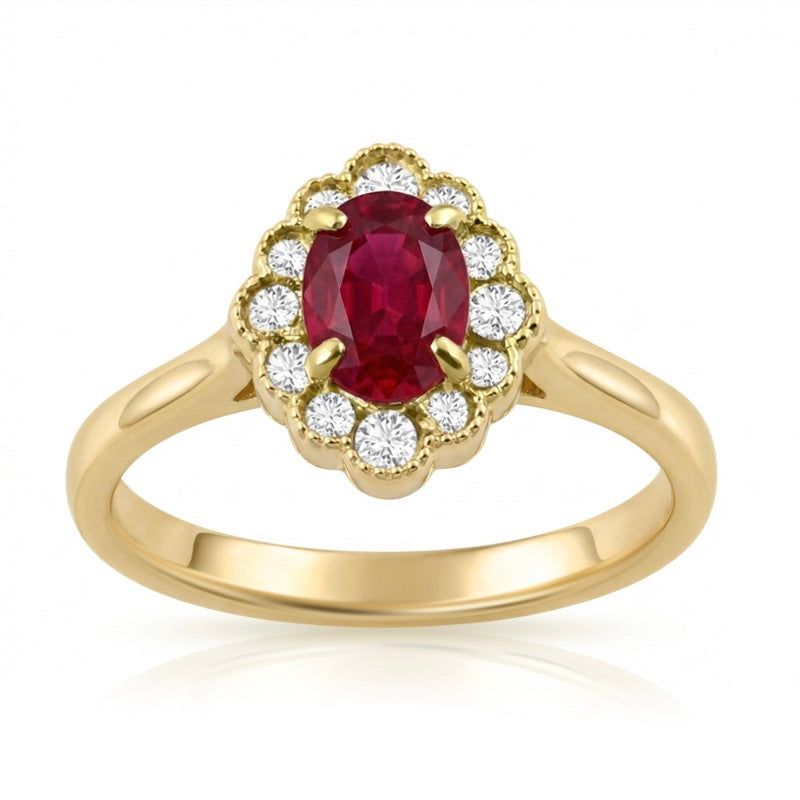 R-61928-RU-Y    Diamond & Ruby Cluster Ring