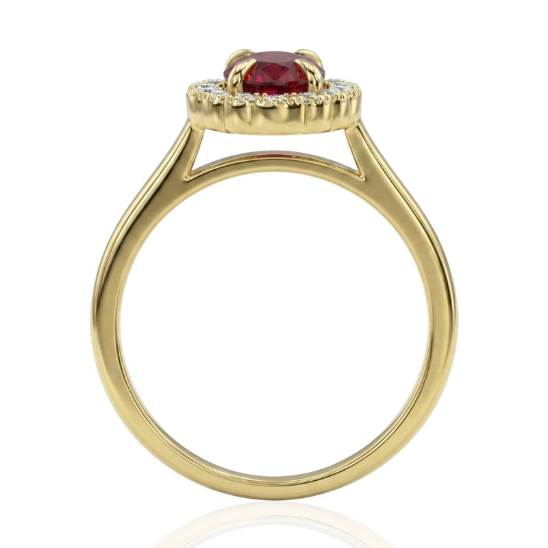 R-61928-RU-Y    Diamond & Ruby Cluster Ring