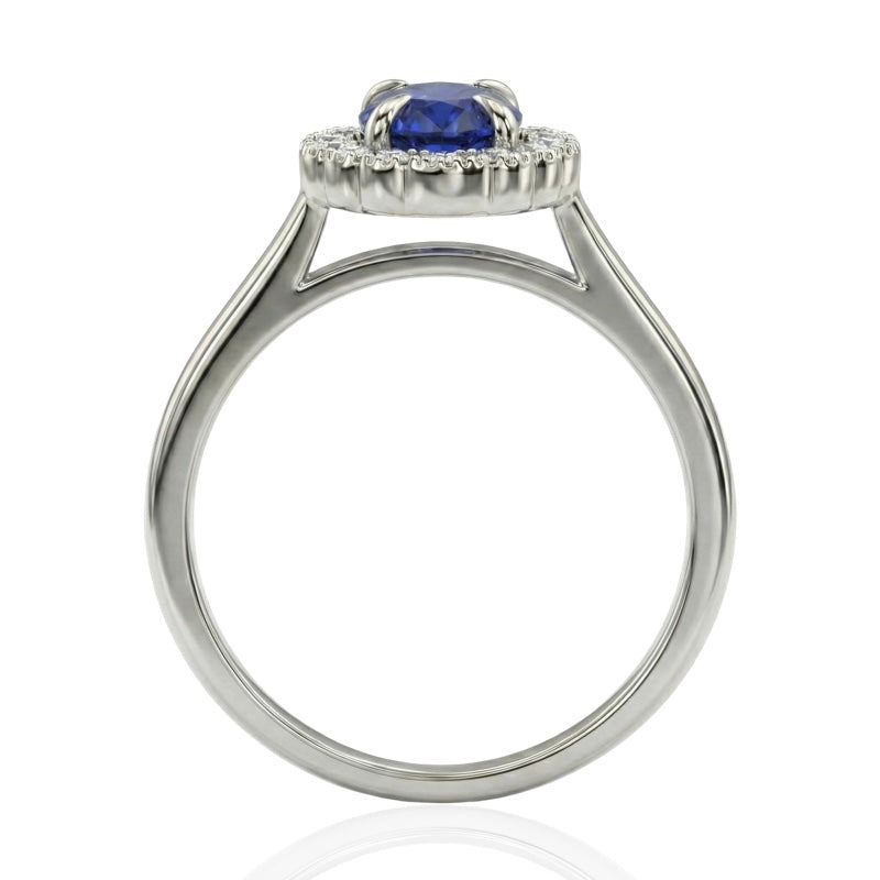R-61928-SA-W    Diamond & Sapphire Cluster Ring