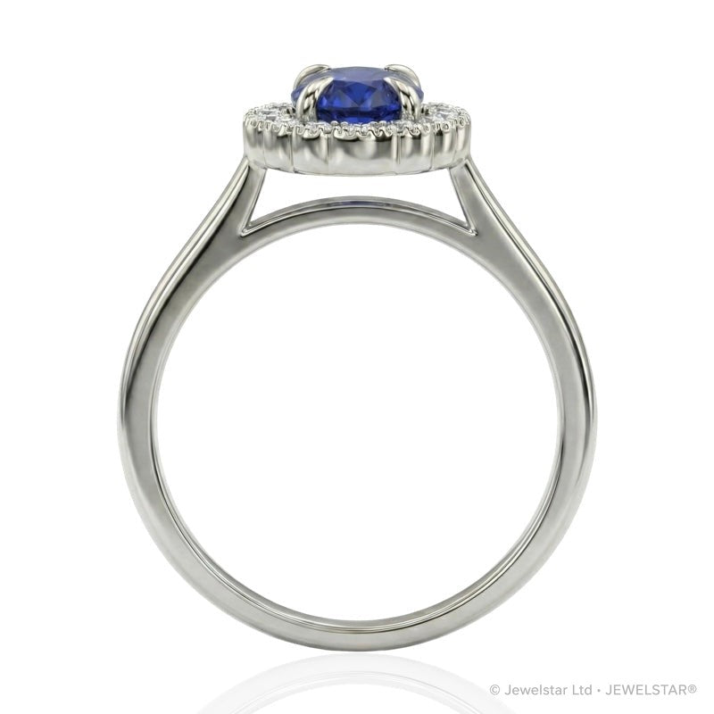 R-61928-SA-W    Diamond & Sapphire Cluster Ring