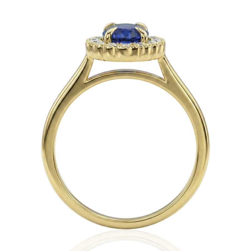 R-61928-SA-Y    Diamond & Sapphire Cluster Ring