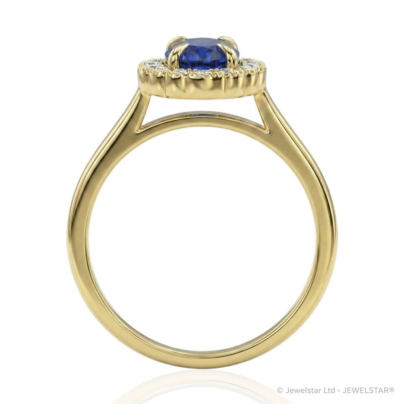 R-61928-SA-Y    Diamond & Sapphire Cluster Ring