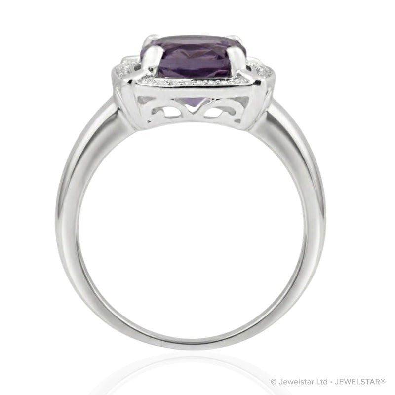 R-63250-AM-W  Diamond & Amethyst Cluster Ring