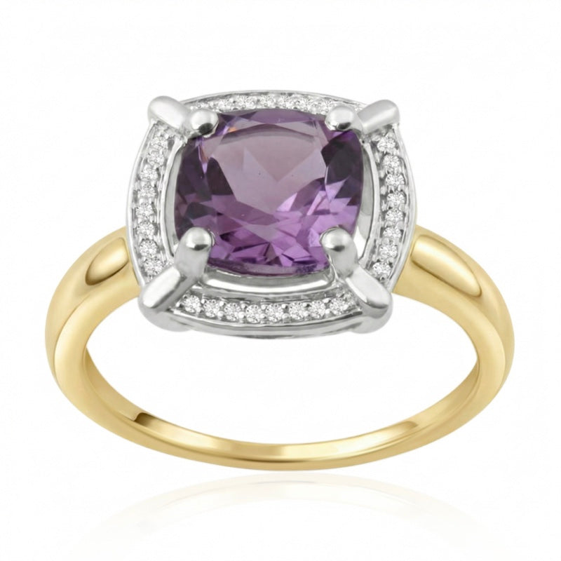 R-63250-AM-Y  Diamond & Amethyst Cluster Ring