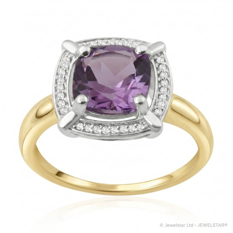 R-63250-AM-Y  Diamond & Amethyst Cluster Ring
