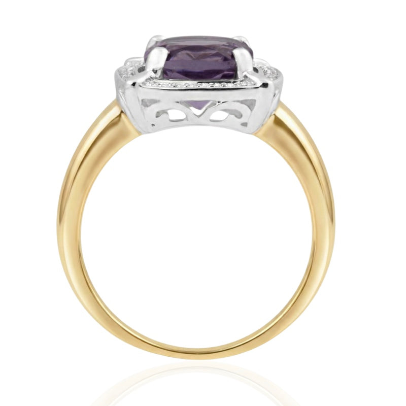 R-63250-AM-Y  Diamond & Amethyst Cluster Ring