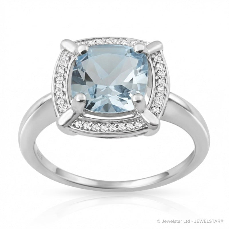 R-63250-BT-W  Diamond & Blue Topaz Cluster Ring