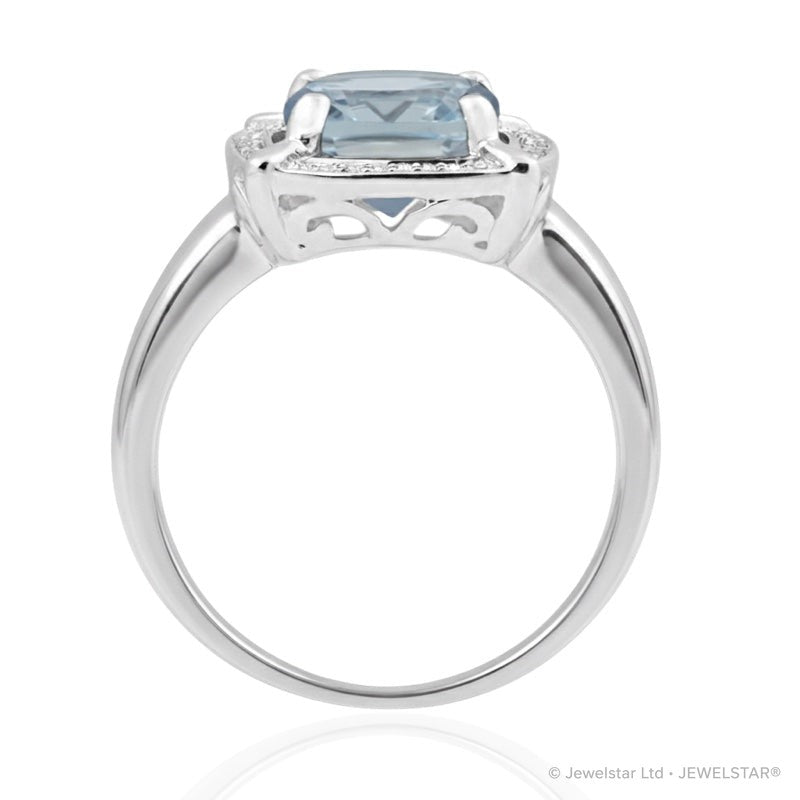 R-63250-BT-W  Diamond & Blue Topaz Cluster Ring