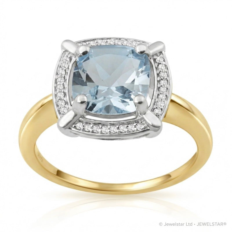 R-63250-BT-Y  Diamond & Blue Topaz Cluster Ring