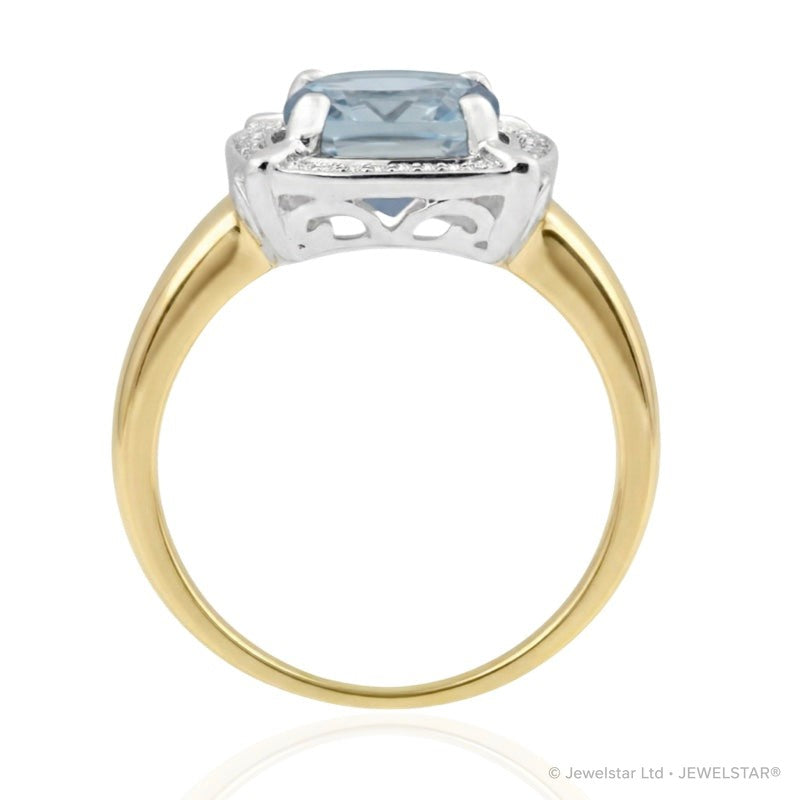 R-63250-BT-Y  Diamond & Blue Topaz Cluster Ring