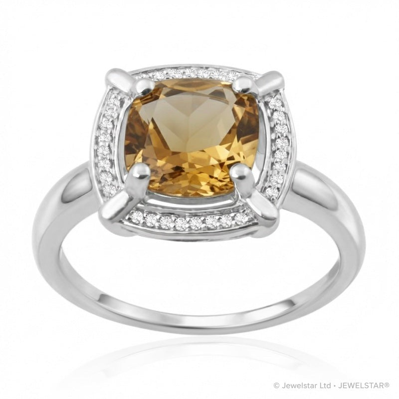 R-63250-CT-W  Diamond & Citrine Cluster Ring