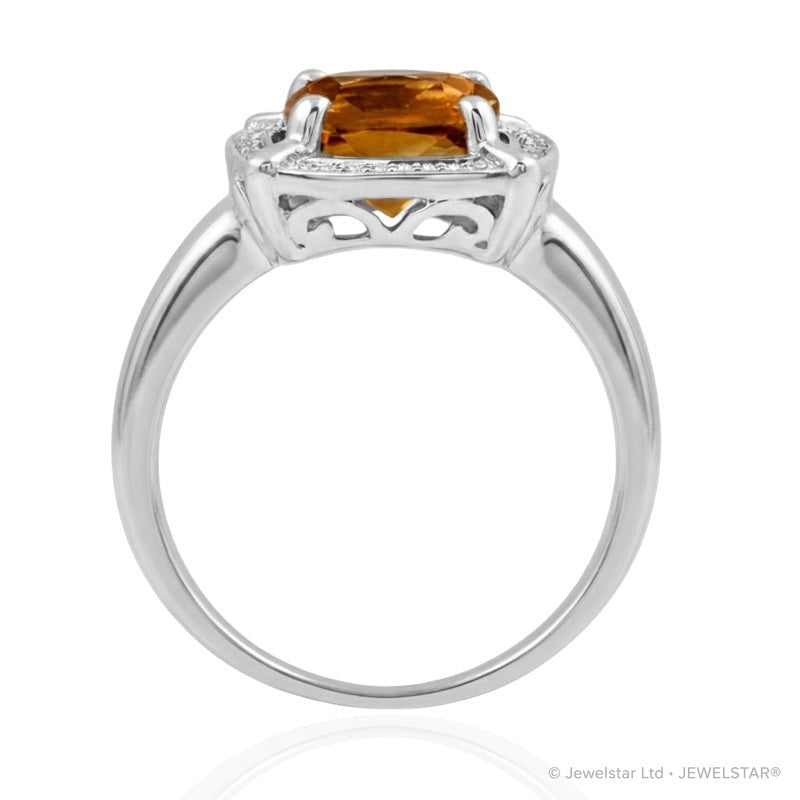 R-63250-CT-W  Diamond & Citrine Cluster Ring