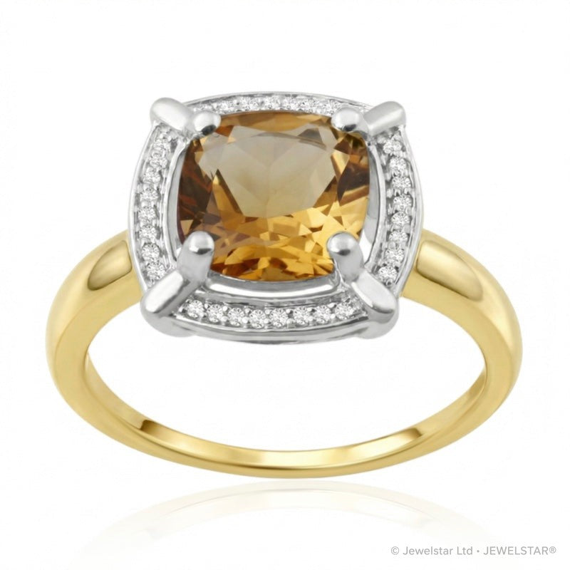 R-63250-CT-Y  Diamond & Citrine Cluster Ring