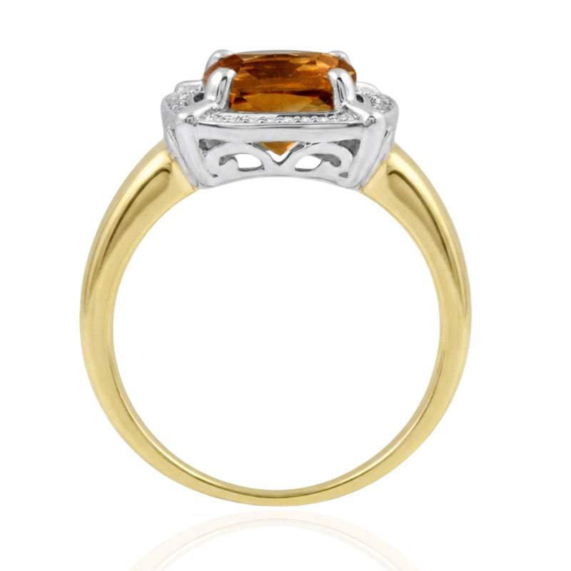 R-63250-CT-Y  Diamond & Citrine Cluster Ring