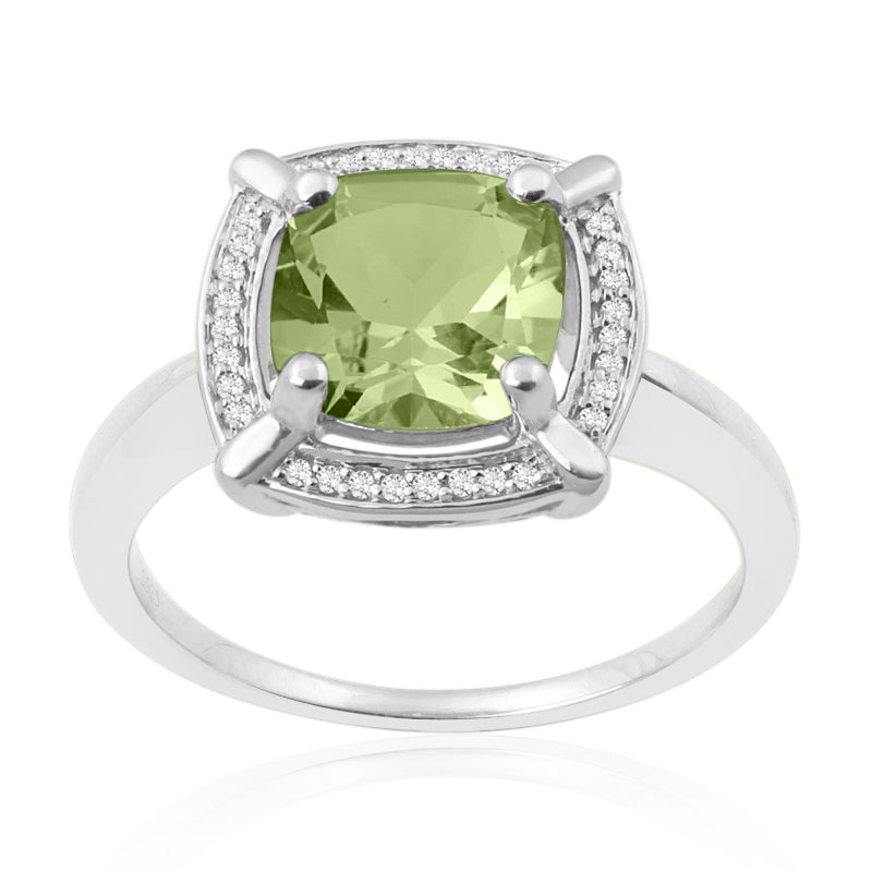 R-63250-PD-W  Diamond & Peridot Cluster Ring