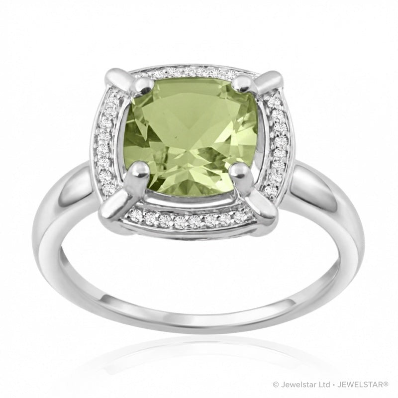 R-63250-PD-W  Diamond & Peridot Cluster Ring