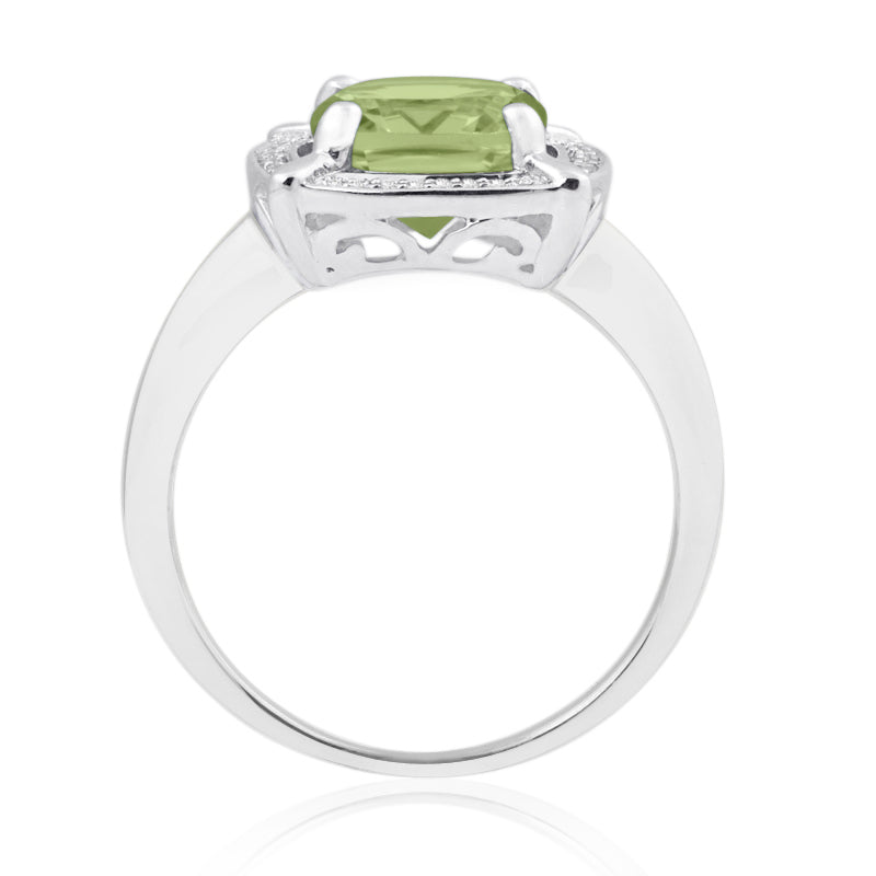 R-63250-PD-W  Diamond & Peridot Cluster Ring