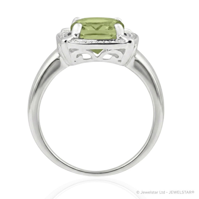 R-63250-PD-W  Diamond & Peridot Cluster Ring