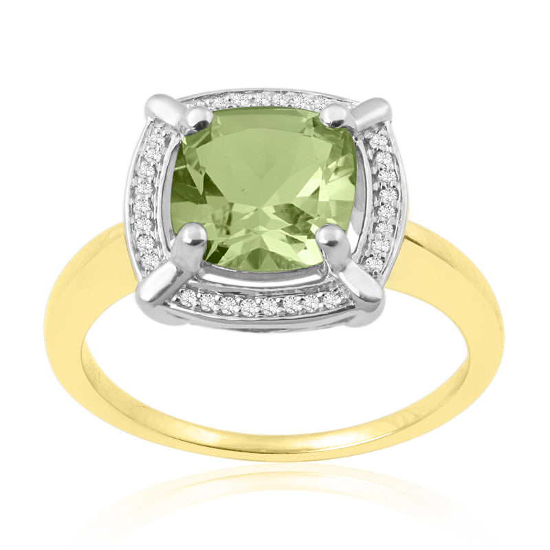 R-63250-PD-Y  Diamond & Peridot Cluster Ring