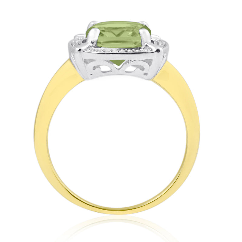 R-63250-PD-Y  Diamond & Peridot Cluster Ring