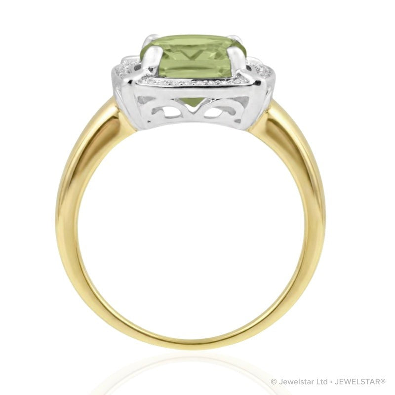 R-63250-PD-Y  Diamond & Peridot Cluster Ring