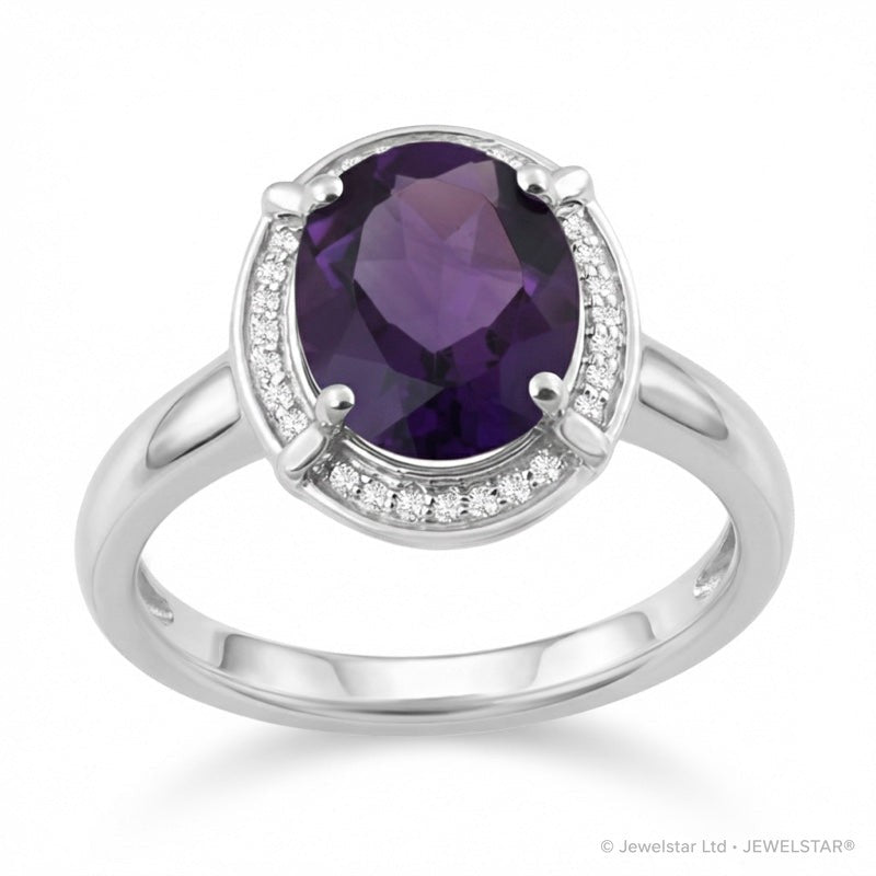 R-63251-AM-W  Diamond & Amethyst Cluster Ring