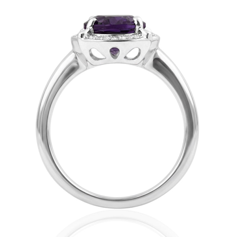 R-63251-AM-W  Diamond & Amethyst Cluster Ring