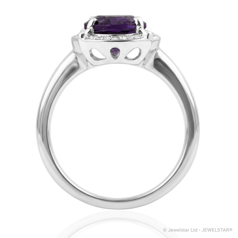 R-63251-AM-W  Diamond & Amethyst Cluster Ring