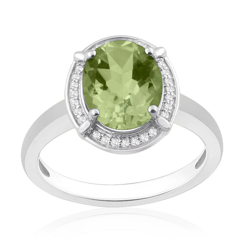 R-63251-PD-W  Diamond & Peridot Cluster Ring