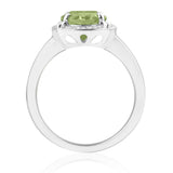 R-63251-PD-W  Diamond & Peridot Cluster Ring
