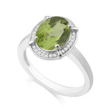 R-63251-PD-W  Diamond & Peridot Cluster Ring