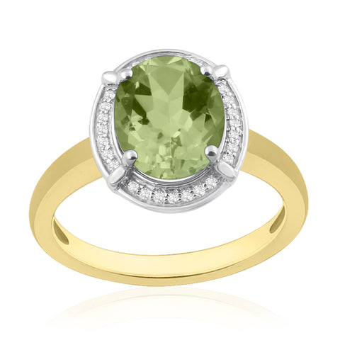 R-63251-PD-Y  Diamond & Peridot Cluster Ring