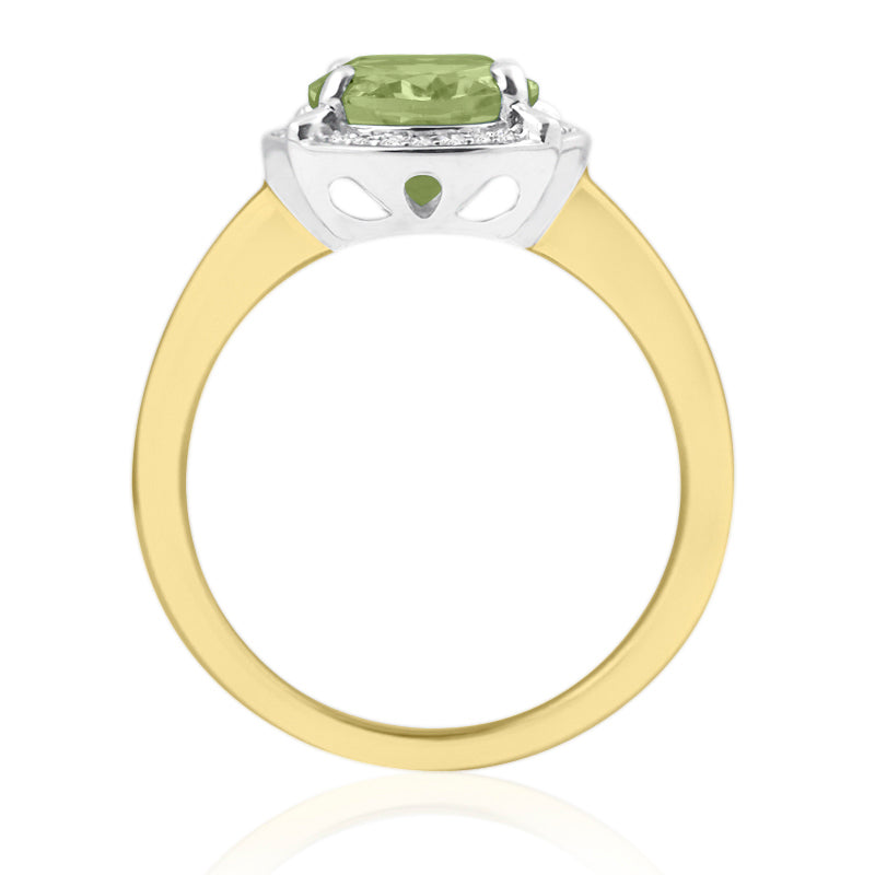 R-63251-PD-Y  Diamond & Peridot Cluster Ring