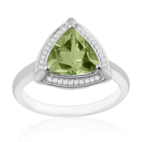 R-63252-PD-W  Diamond & Peridot Cluster Ring