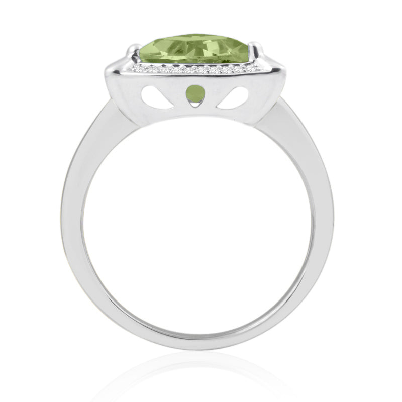 R-63252-PD-W  Diamond & Peridot Cluster Ring