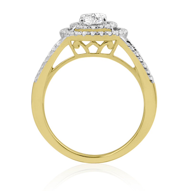 R-65432-AD-Y  Diamond Double Halo Cluster Ring